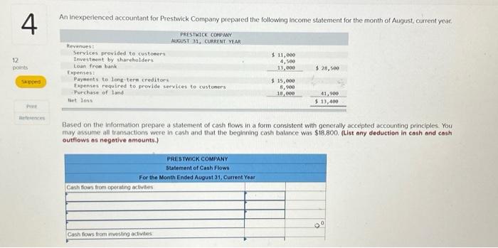 Solved An Inexperienced Accountant For Prestwick Company Chegg