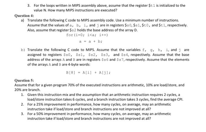 Solved Question 1 Assume The Following MIPS Code Assume Chegg