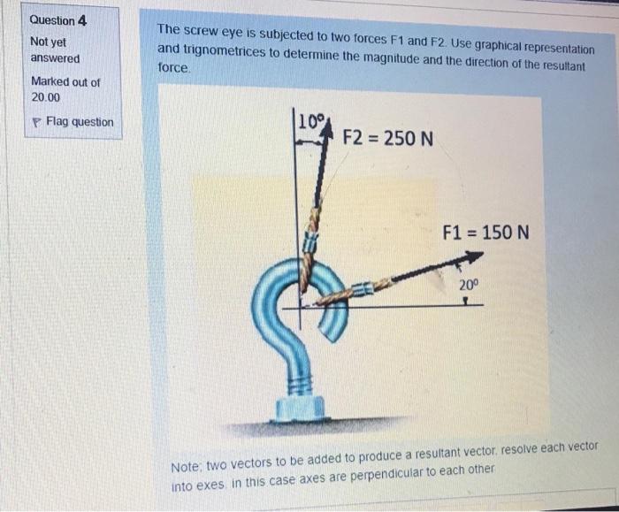 Solved Question Not Yet The Screw Eye Is Subjected To Two Chegg