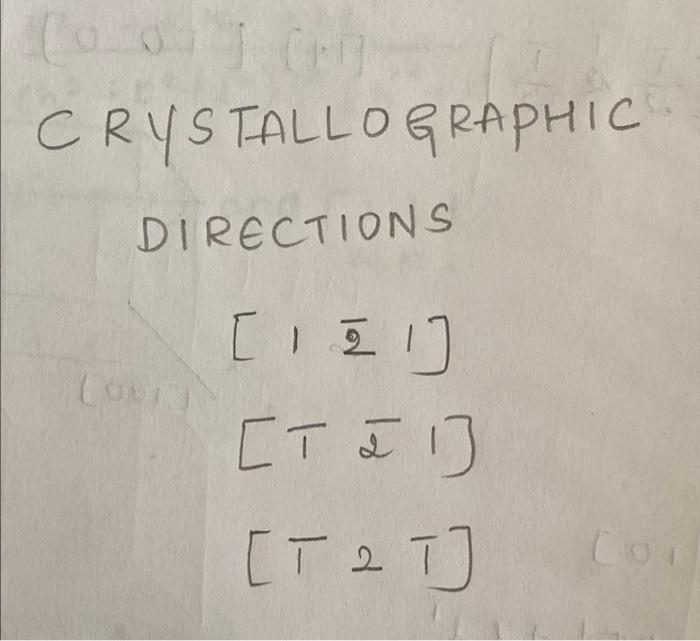 Solved Coro ON CRYSTALLO GRAPHIC DIRECTIONS TD T I Chegg