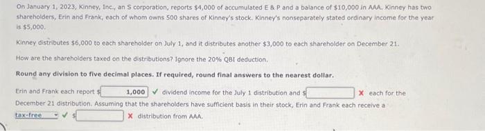 Solved On January 1 2023 Kinney Inc An Corporation Chegg