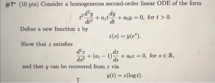 Solved Pts Consider A Homogeneous Second Order Linear Chegg