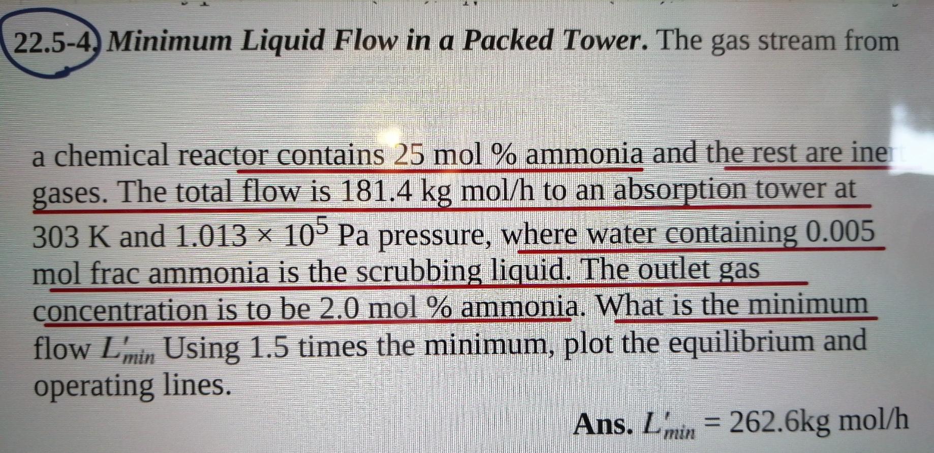 22 5 4 Minimum Liquid Flow In A Packed Tower The Chegg