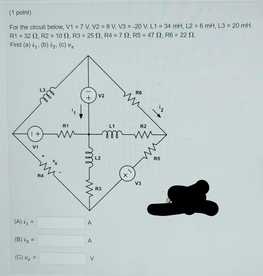 Solved 1 Point For The Circuit Below V1 7 V V2 8 V Chegg