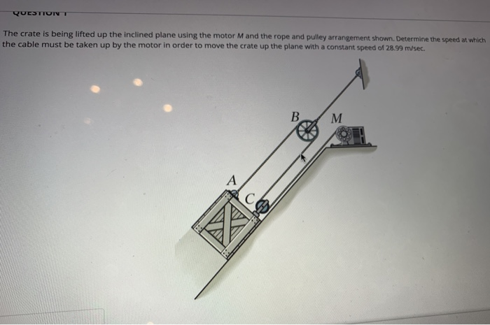 Solved Questtunt The Crate Is Being Lifted Up The Inclined Chegg