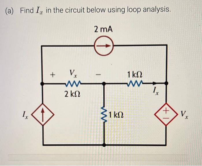 Solved A Find Ix In The Circuit Below Using Loop Analysis Chegg