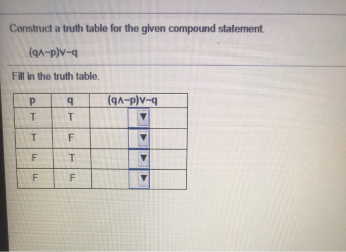 Solved Construct A Truth Table For The Given Compound Chegg