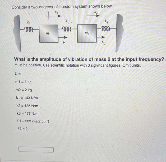 Solved Consider A Two Degrees Of Freedom System Shown Below Chegg