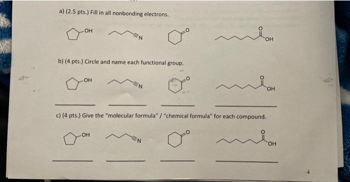 Solved A 2 5 Pts Fill In All Nonbonding Electrons B 4 Chegg