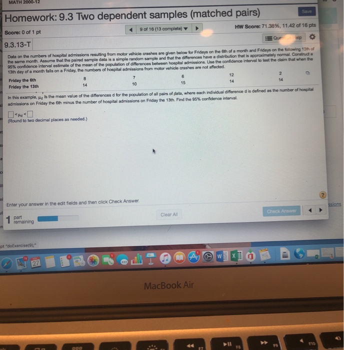 Solved S Homework 9 3 Two Dependent Samples Matched Pairs Chegg