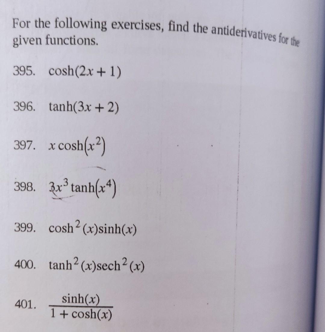 Solved For The Following Exercises Find The Antiderivatives Chegg