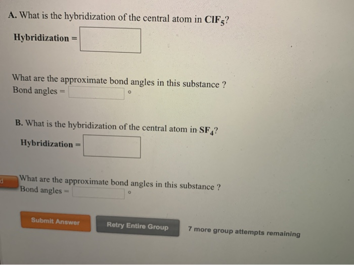 Solved A What Is The Hybridization Of The Central Atom In Chegg