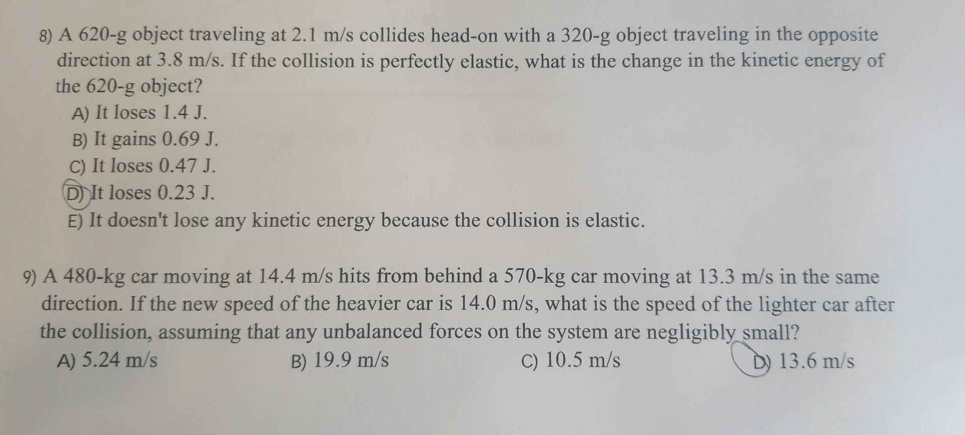 Solved A G Object Traveling At M S Collides Chegg