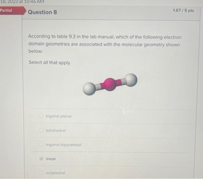 Solved According To Table 9 3 In The Lab Manual Which Of Chegg