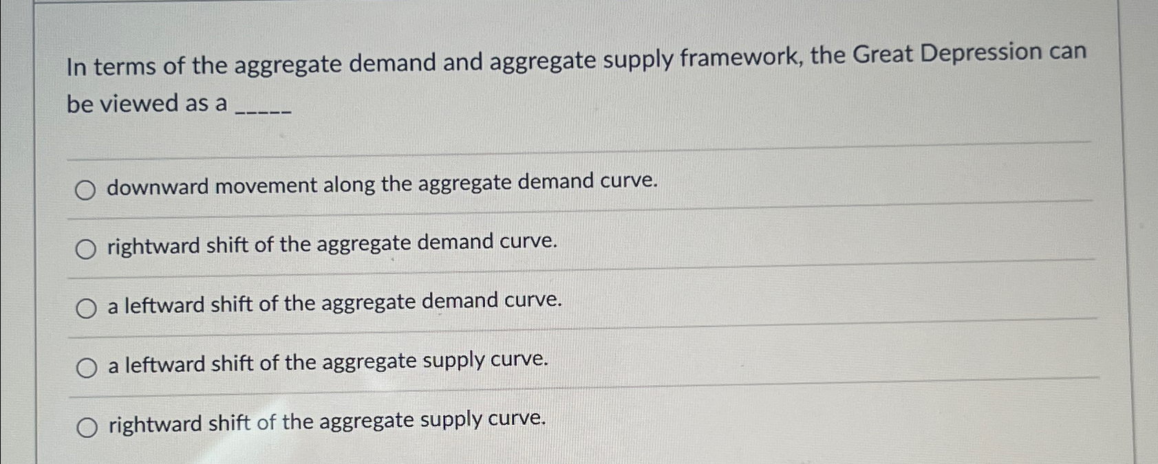 Solved In Terms Of The Aggregate Demand And Aggregate Supply Chegg