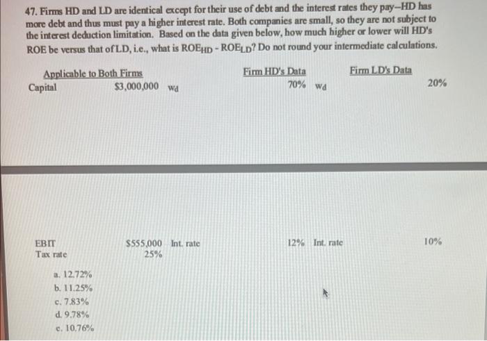 Solved Fimms Hd And Ld Are Identical Except For Their Chegg