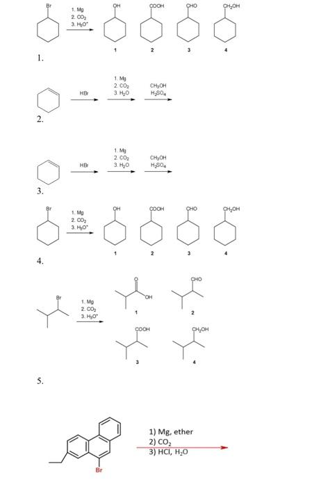 Solved 1 2 3 4 5 1 Mg Ether 2 CO2 3 HCl H2O Chegg