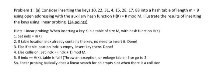 Solved Problem 1 A Consider Inserting The Keys Chegg