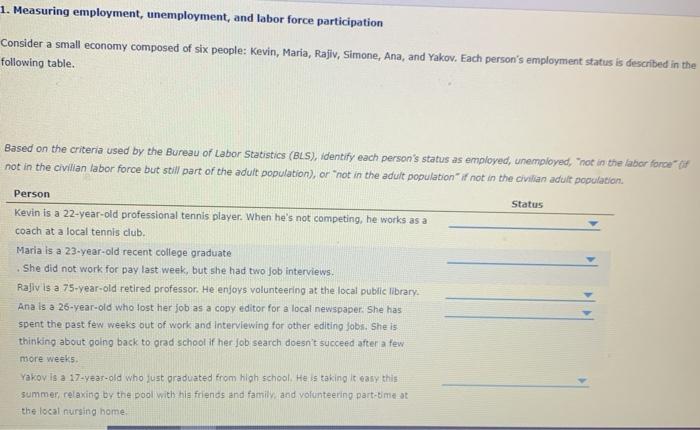 Solved Measuring Employment Unemployment And Labor Chegg