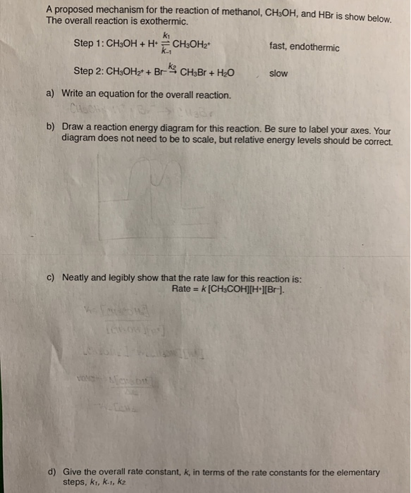 Solved A Proposed Mechanism For The Reaction Of Methanol Chegg