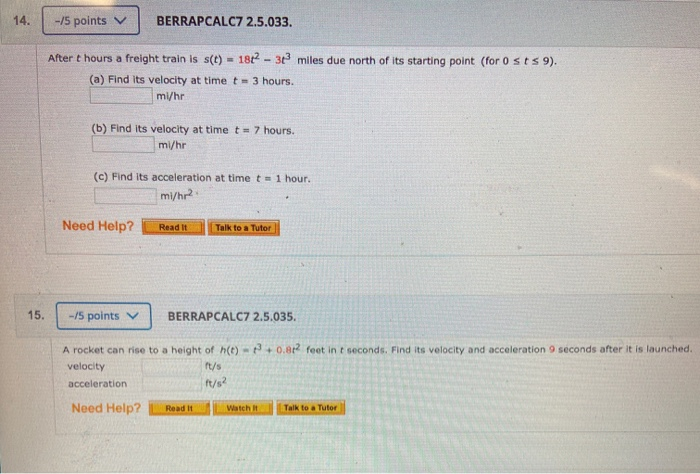 Solved 0 5 Points Previous Answers BERRAPCALC7 2 5 019 Chegg