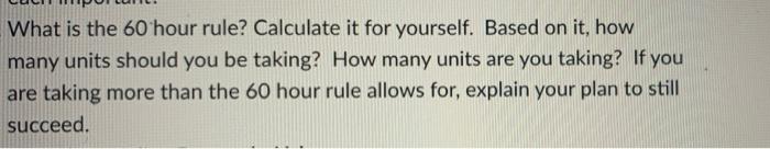 Solved What Is The 60 Hour Rule Calculate It For Yourself Chegg