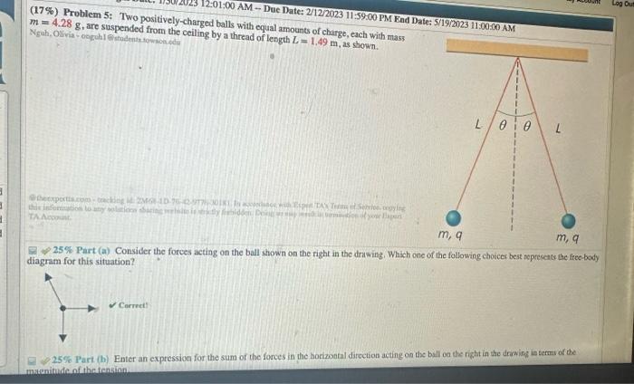 Solved Problem Two Positively Charged Balls With Chegg