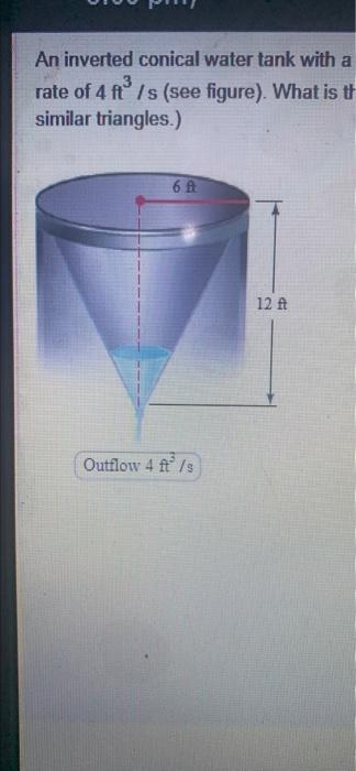 Solved Mon Pm An Inverted Conical Water Tank With A Chegg