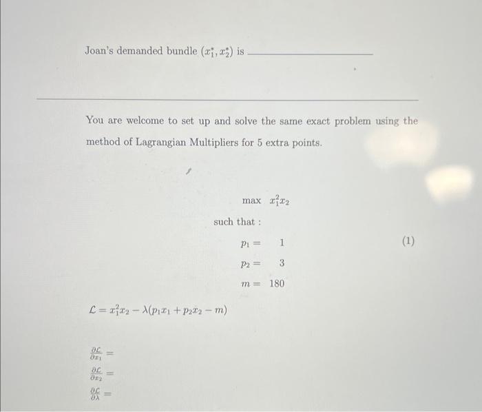 Solved Joan Has The Following Utility Function Chegg