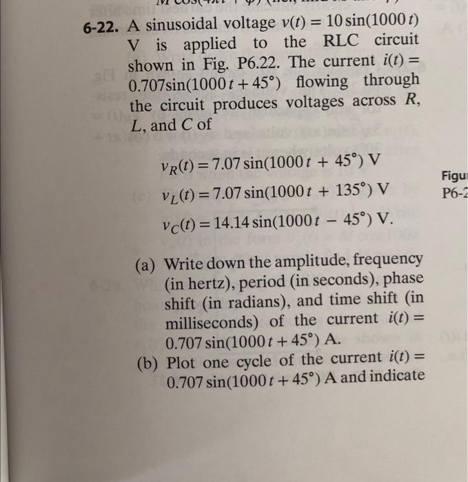 Solved 6 22 A Sinusoidal Voltage V T 10sin 1000t V Is Chegg