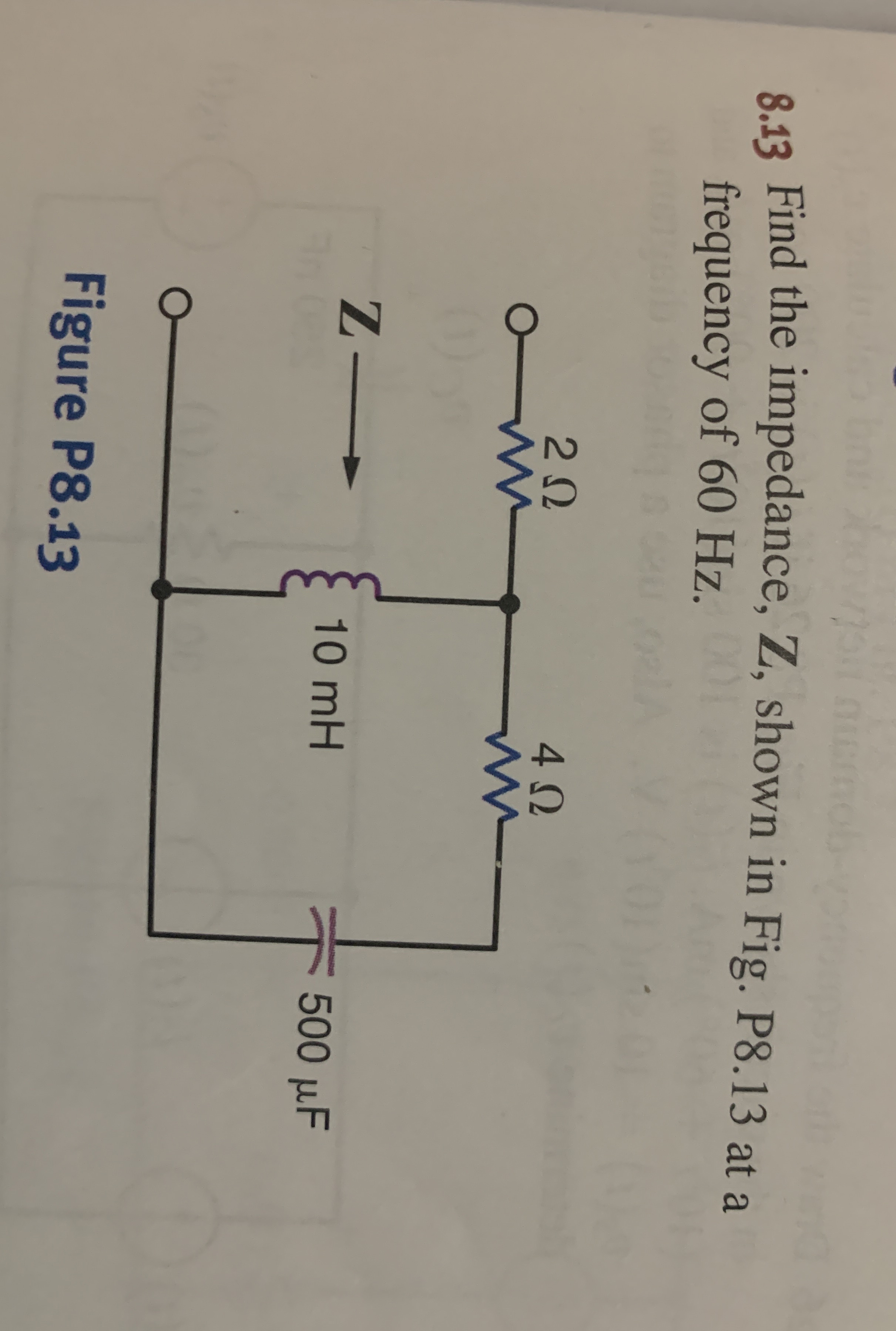 Solved Find The Impedance Z Shown In Fig P At Chegg