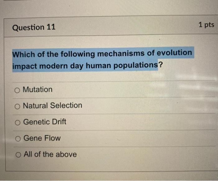 Solved Question Pts Which Of The Following Mechanisms Chegg