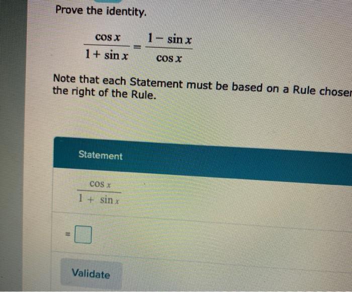 Solved Prove The Identity Cos X Sin X Sin X Cos X Chegg