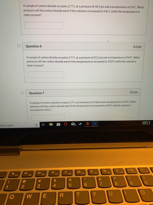 Solved A Sample Of Carbon Dioxide Occupies L At A Chegg