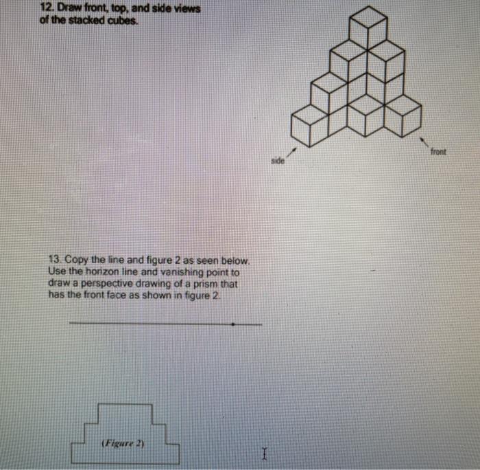 Solved Draw Front Top And Side Views Of The Stacked Chegg