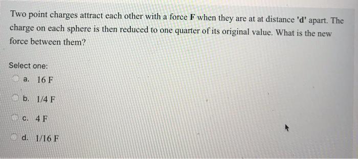 Solved Two Point Charges Attract Each Other With A Force F Chegg