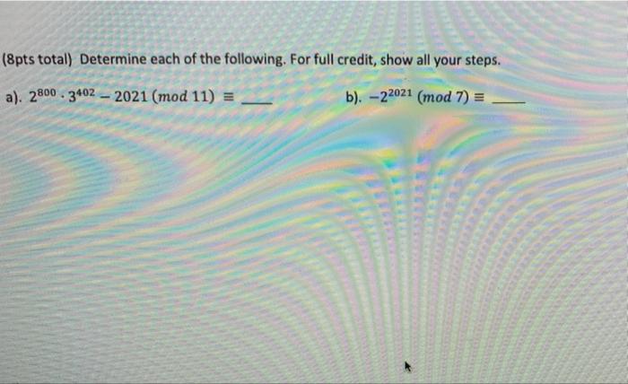 Solved Pts Total Determine Each Of The Following For Chegg