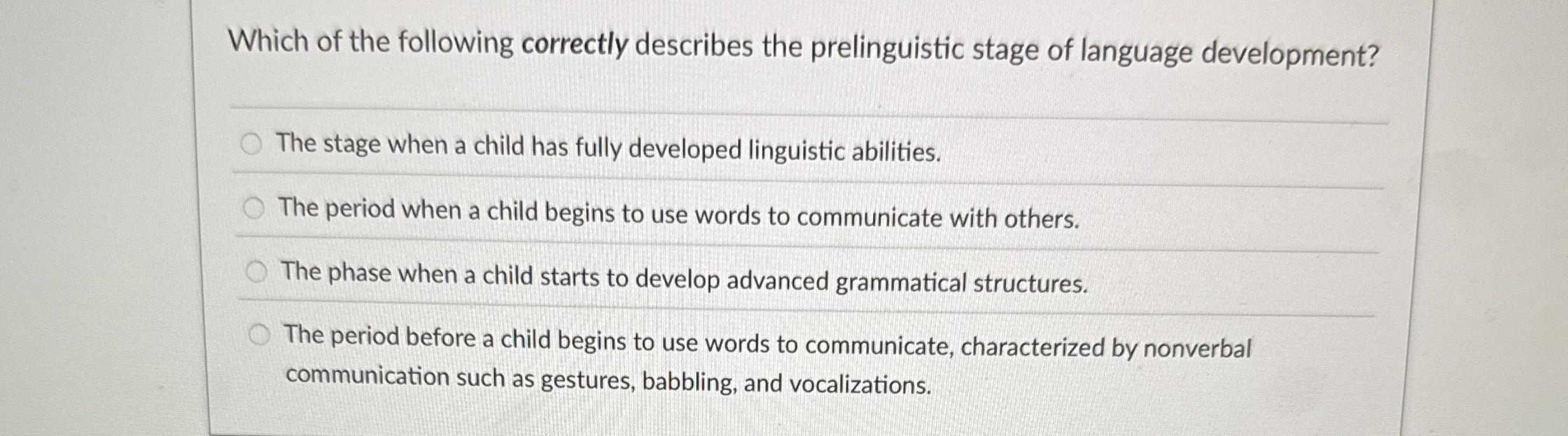 Solved Which Of The Following Correctly Describes The Chegg