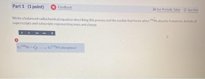 Solved Part Point Feedback See Periodic Table See Hint Chegg