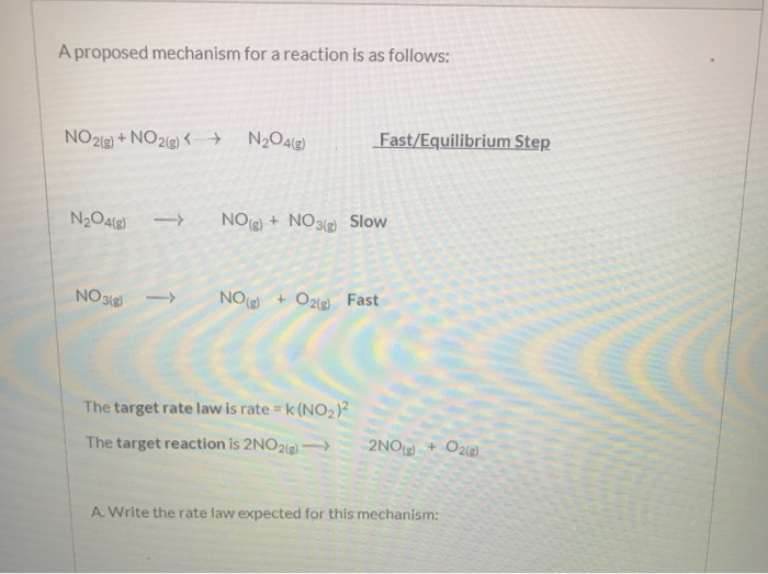 Solved A Proposed Mechanism For A Reaction Is As Follows Chegg