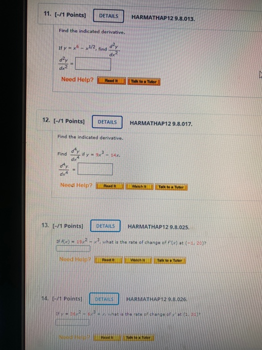 Solved 11 1 Points DETAILS HARMATHAP 12 9 8 013 Find Chegg