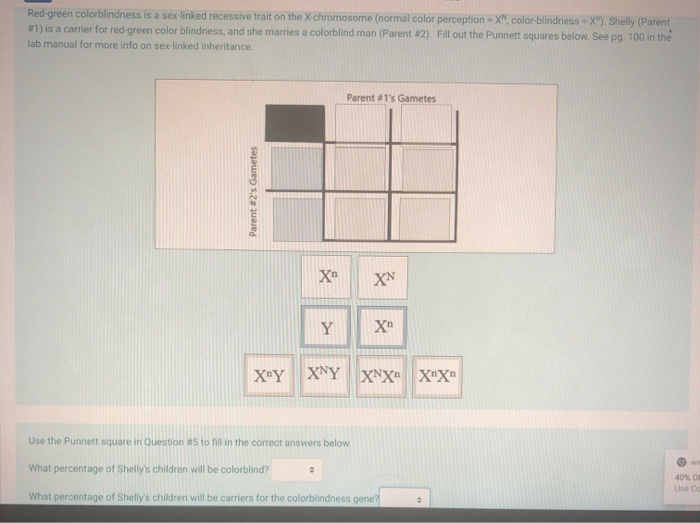 Solved Red Green Colorblindness Is A Sex Linked Recessive Chegg