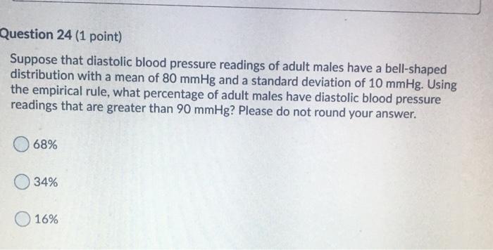 Solved Question Point Suppose That Diastolic Blood Chegg