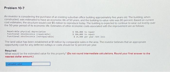 Solved An Investor Is Considering The Purchase Of An Chegg