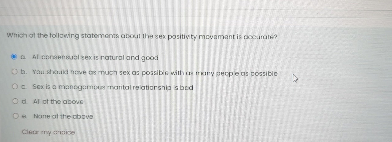 Solved Which Of The Following Statements About The Sex Chegg