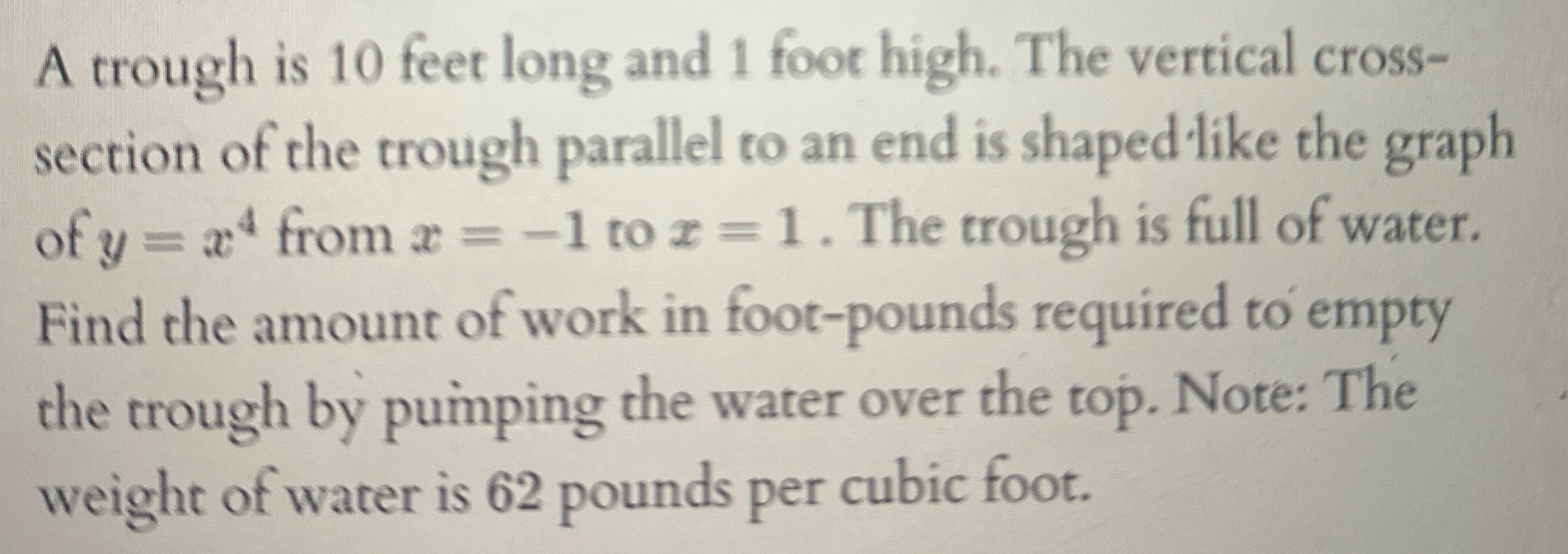 Solved A Trough Is 10 Feet Long And 1 Foot High The Chegg