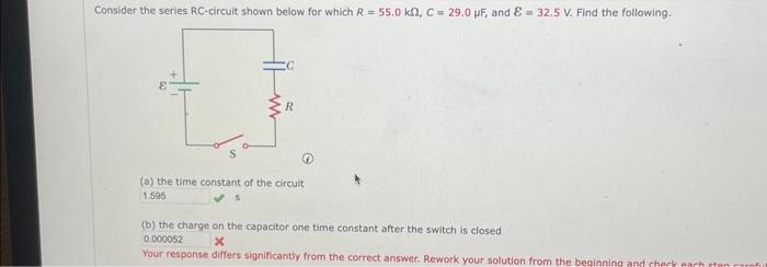 Solved Consider The Series Rc Circuit Shown Below For Which Chegg