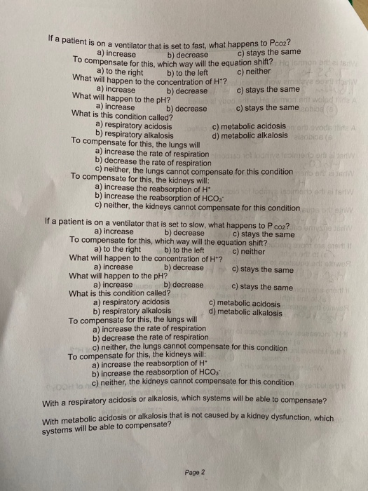 Solved Acid Base Balance Worksheet What Is The Normal Ph Chegg