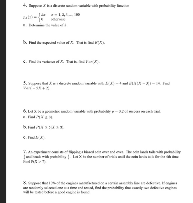 Solved 4 Suppose X Is A Discrete Random Variable With Chegg