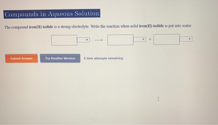 Solved Compounds In Aqueous Solution The Compound Iron IT Chegg